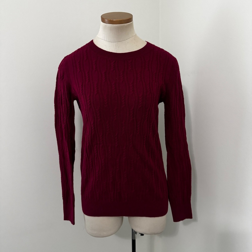 Banana Republic Small Wool Cashmere Cable Knit Filpucci Sweater Cranberry